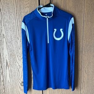 Fanatics Blue and White Indianapolis Colts Long Sleeve Qtr Zip Pullover Size M